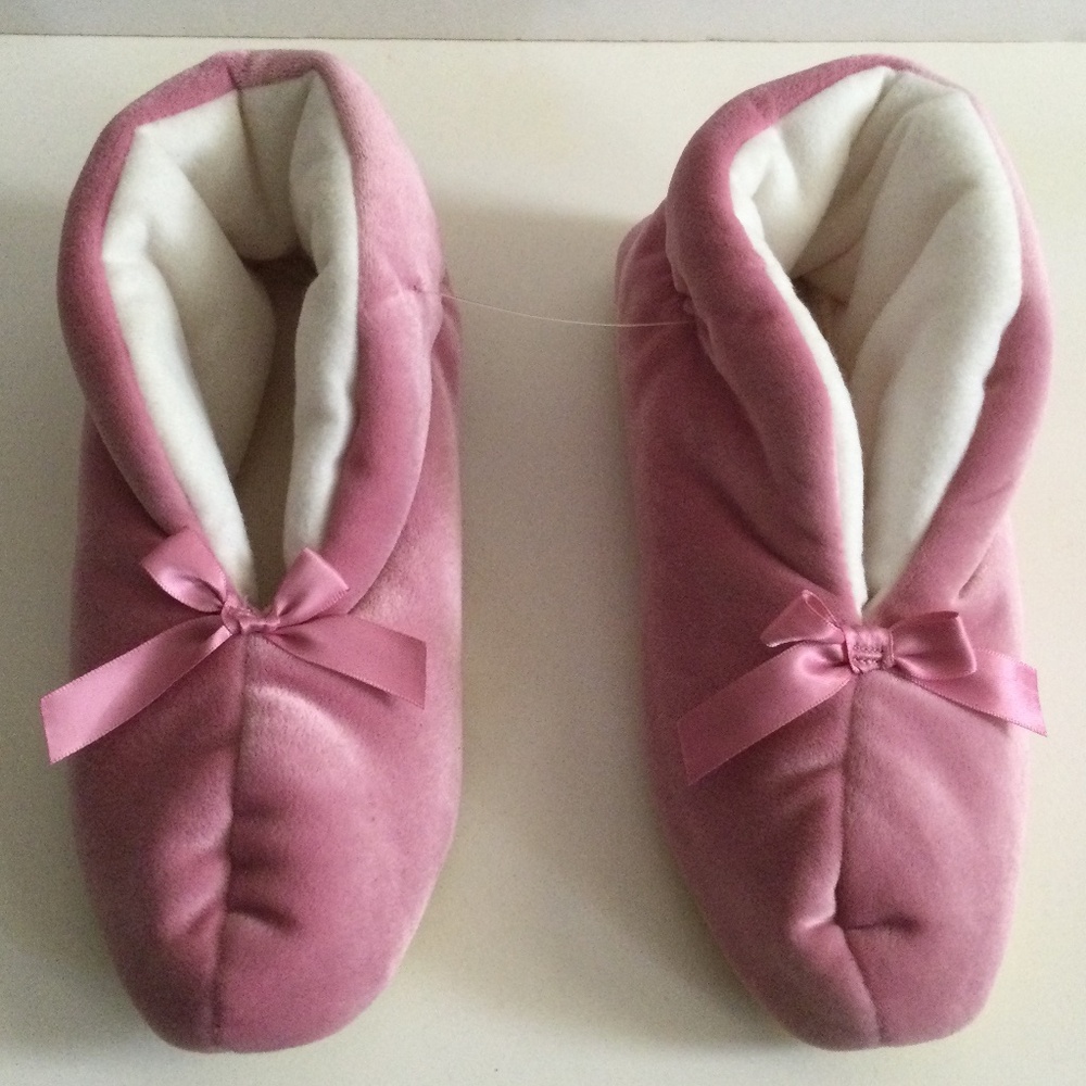 Vintage NOS USA Footwarmers by Laguna Pink Velour Comfort Slippers XL 9.5 - 10.5